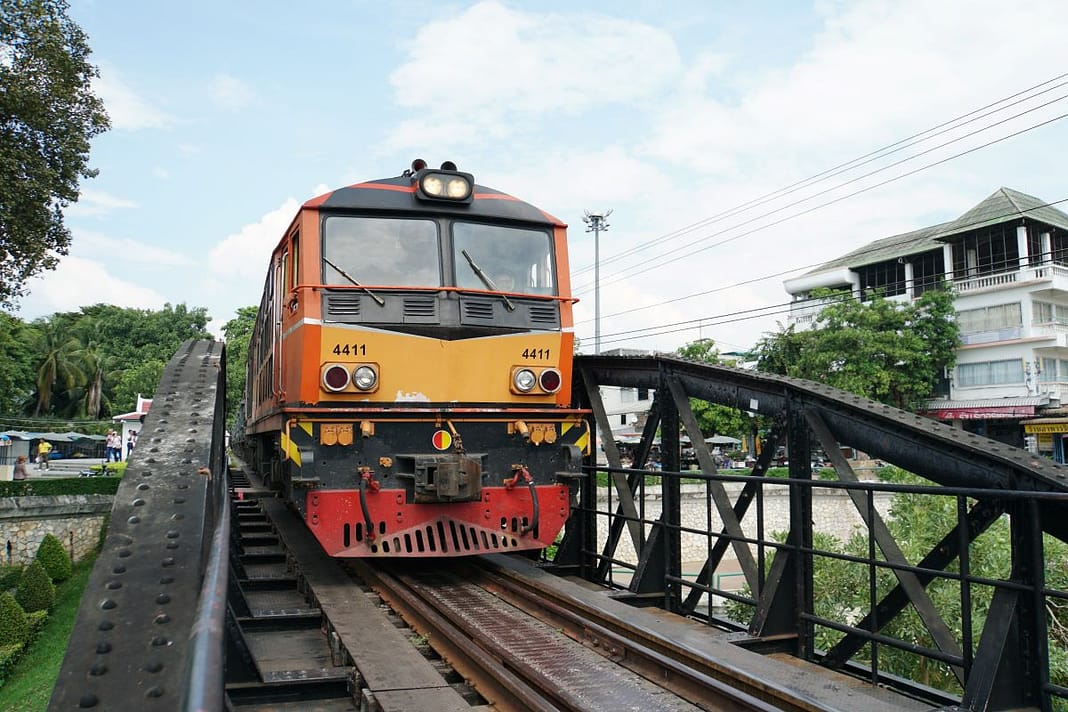 Train Cross the Bridge over the River Kwai