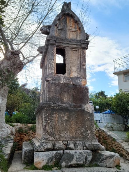 Lycian rock tombs on streets of Kas
