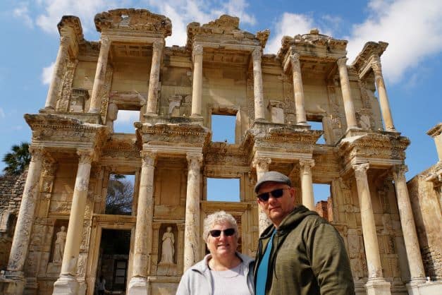 Cindy and I in front of the library at Ephesus