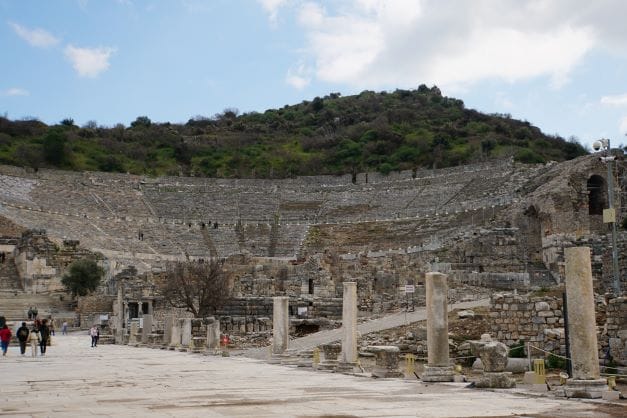 Harbor street leading to the grande theater Ephesus At Selcuk