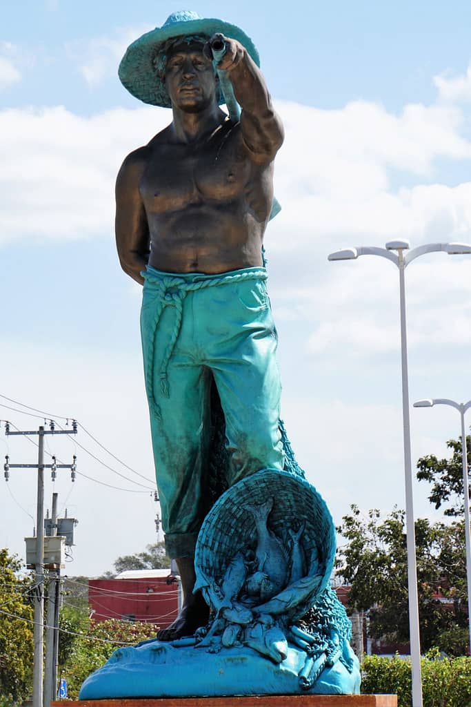Monument to the Fisherman in known roundabout of the city Campeche