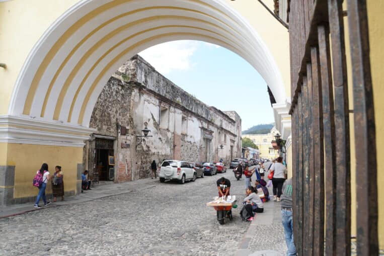 Street view through Santa Catalina Arch, Antigua Guatemala